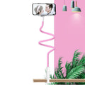 Blue bedside mobile phone holder with flexible memory alloy hose mounted on bed frame