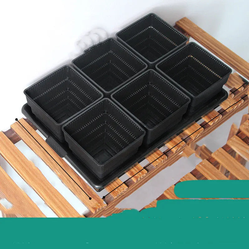 Meishi Controlled Root Flower Pots plastic planters with black and white resin trays and basins