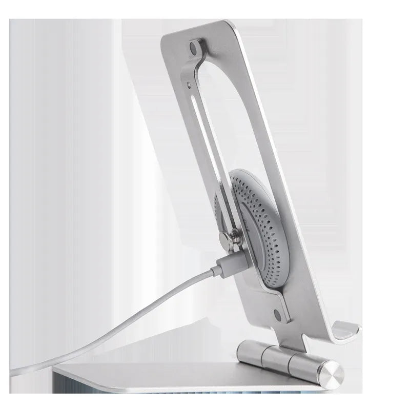 Nillkin foldable wireless charging stand showing charging receiver patch end and adjustable stand