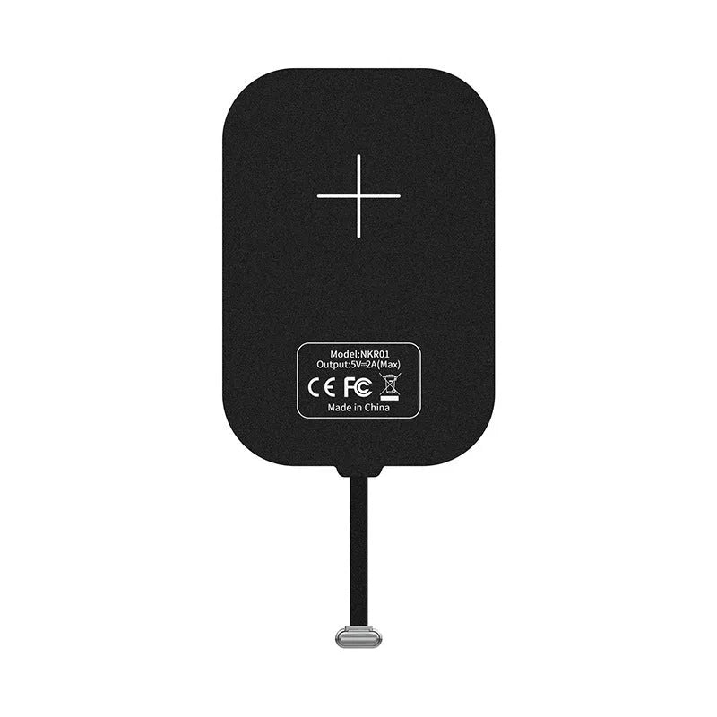 Nillkin foldable wireless charging stand showing charging receiver patch end and adjustable stand