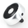 Car multi-function USB fan with three speeds and lighting effect, black ABS, fitting straight-blade air vent