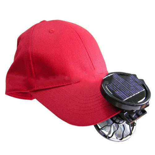 Black solar-powered clip-on fan with portable design for outdoor cooling