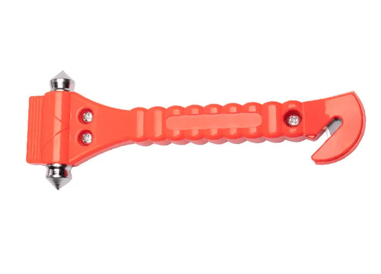 Red car emergency life hammer with seatbelt cutter and glass breaker functions