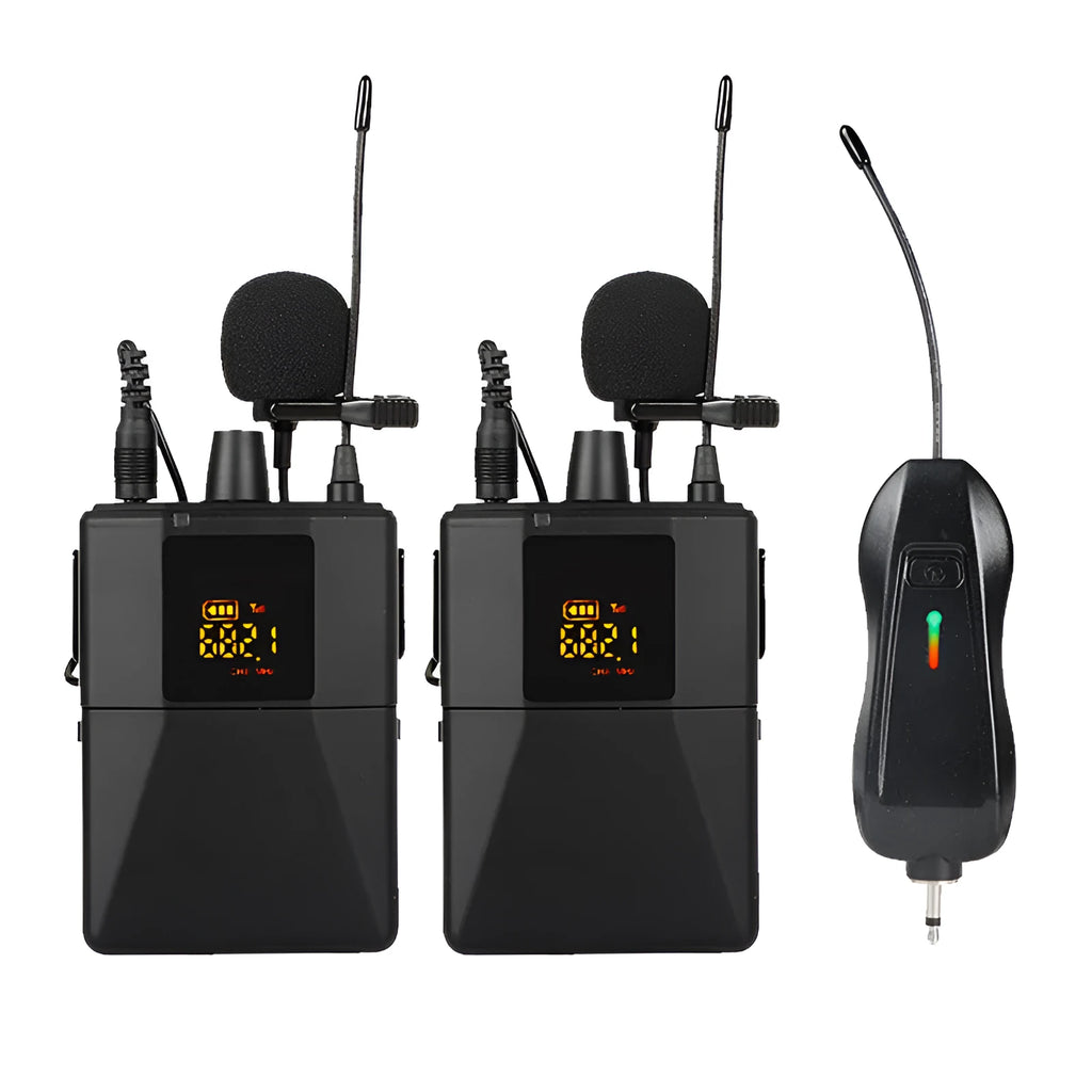 Little Bee X3 black wireless lavalier lapel microphone with transmitter.