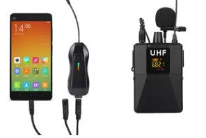 Little Bee X3 black wireless lavalier lapel microphone with transmitter.