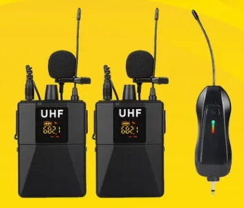 Little Bee X3 black wireless lavalier lapel microphone with transmitter.