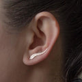Mountain landscape ear climber earring in gold or silver alloy with punk geometry design