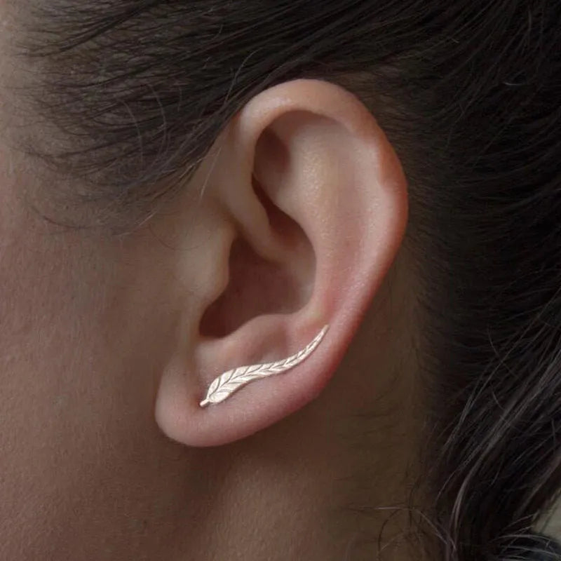 Mountain landscape ear climber earring in gold or silver alloy with punk geometry design