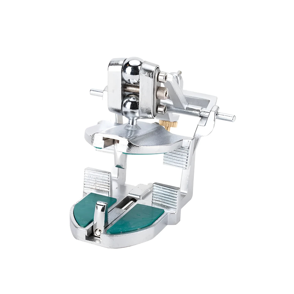 Adjustable dental articulator with Korean-style jaw design for crown and bridge work