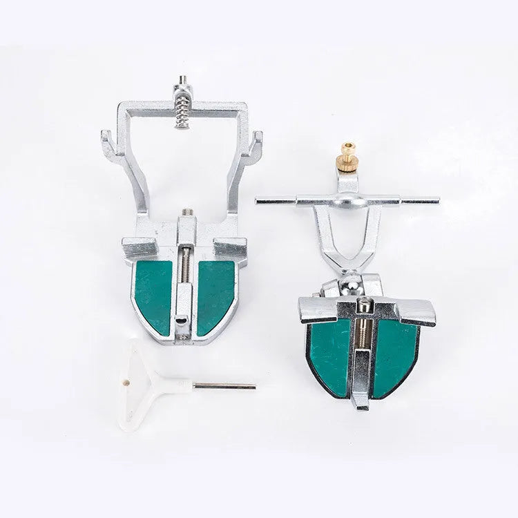 Adjustable dental articulator with Korean-style jaw design for crown and bridge work