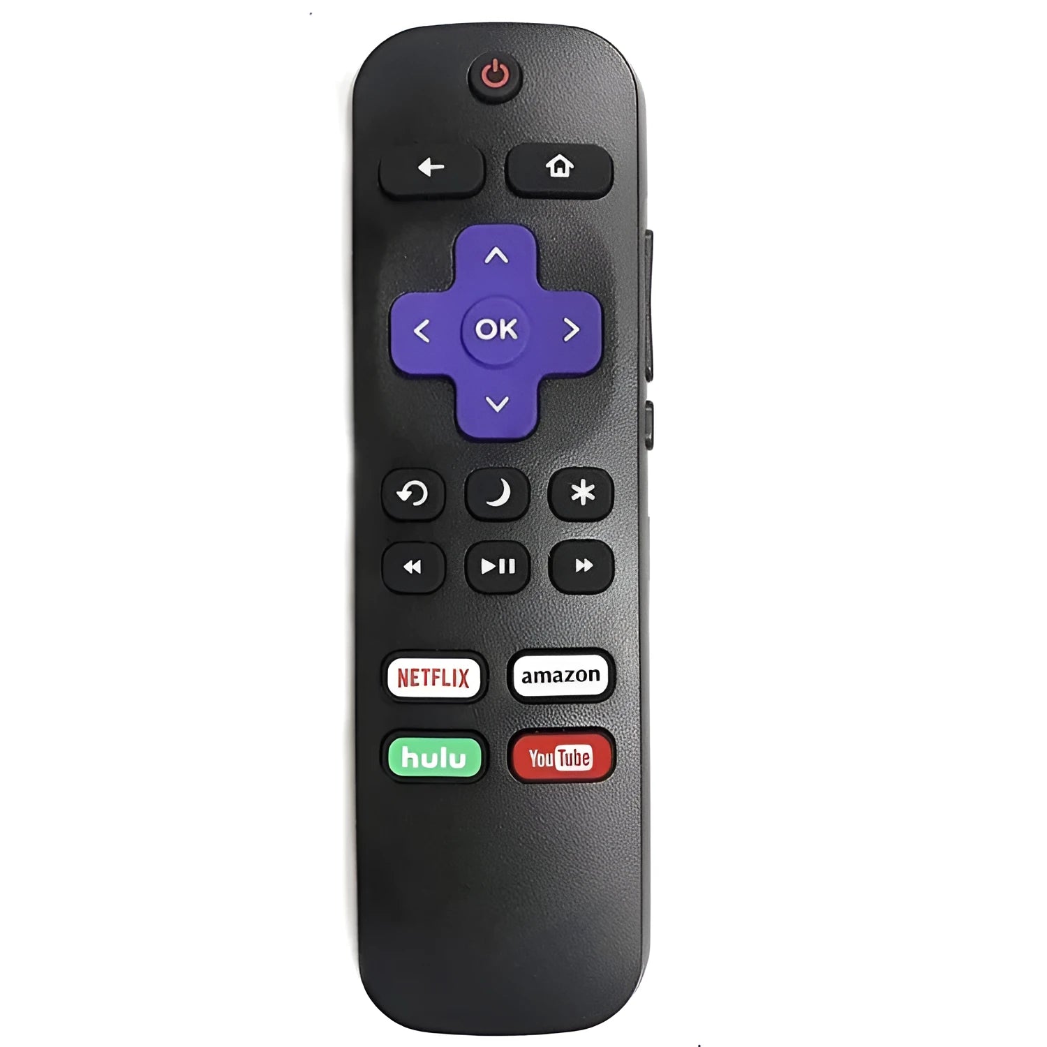 Black Roku TV remote control for compatible televisions with infrared wireless operation