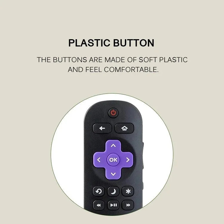 Black Roku TV remote control for compatible televisions with infrared wireless operation