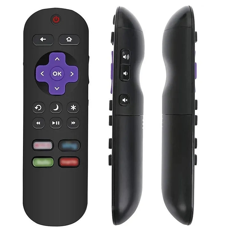 Black Roku TV remote control for compatible televisions with infrared wireless operation