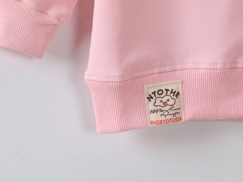 Korean-style baby girls' autumn sweater with cartoon pattern and ruffle sleeves in sizes 70-100cm