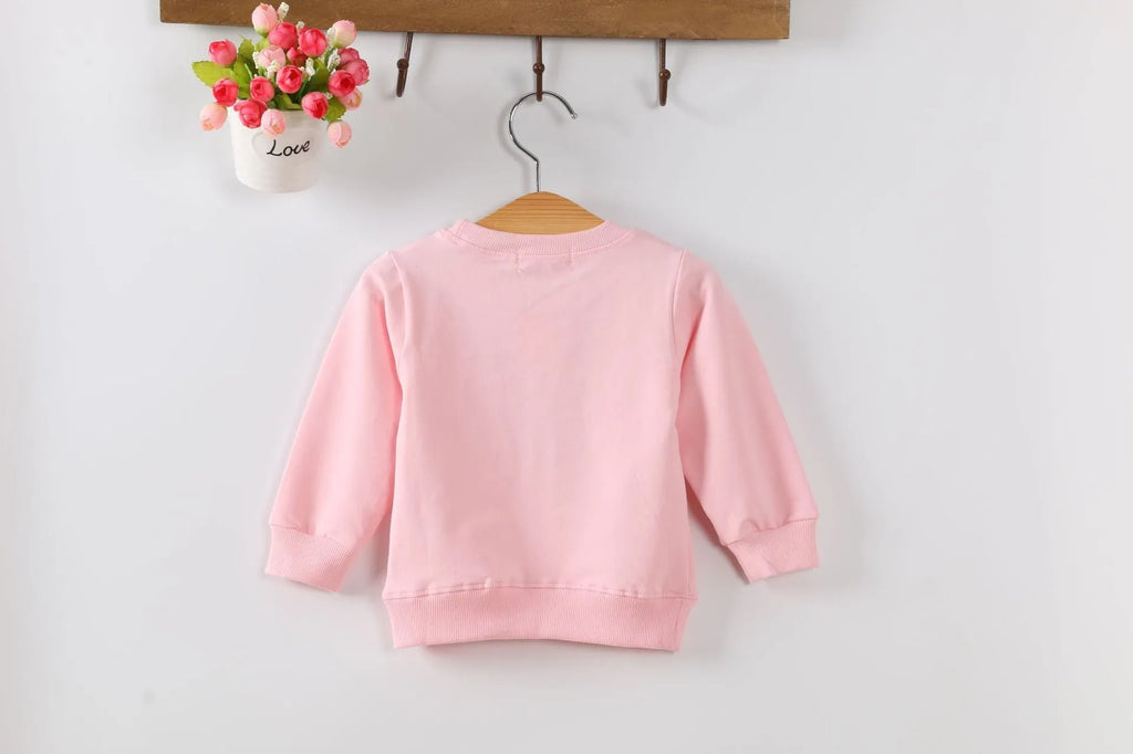 Korean-style baby girls' autumn sweater with cartoon pattern and ruffle sleeves in sizes 70-100cm