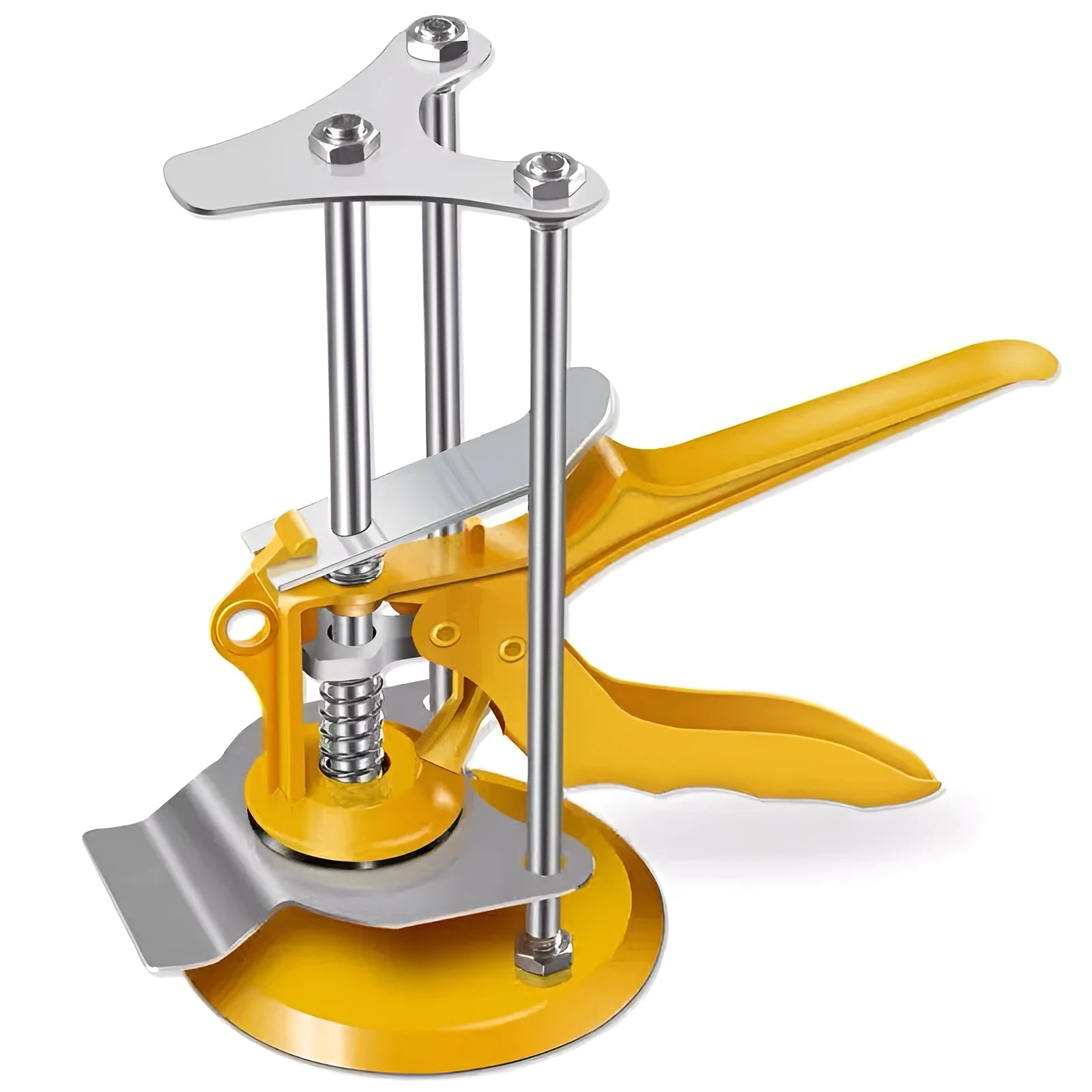 Metal alloy tile raising locator with adjustable height for concrete and tile installation