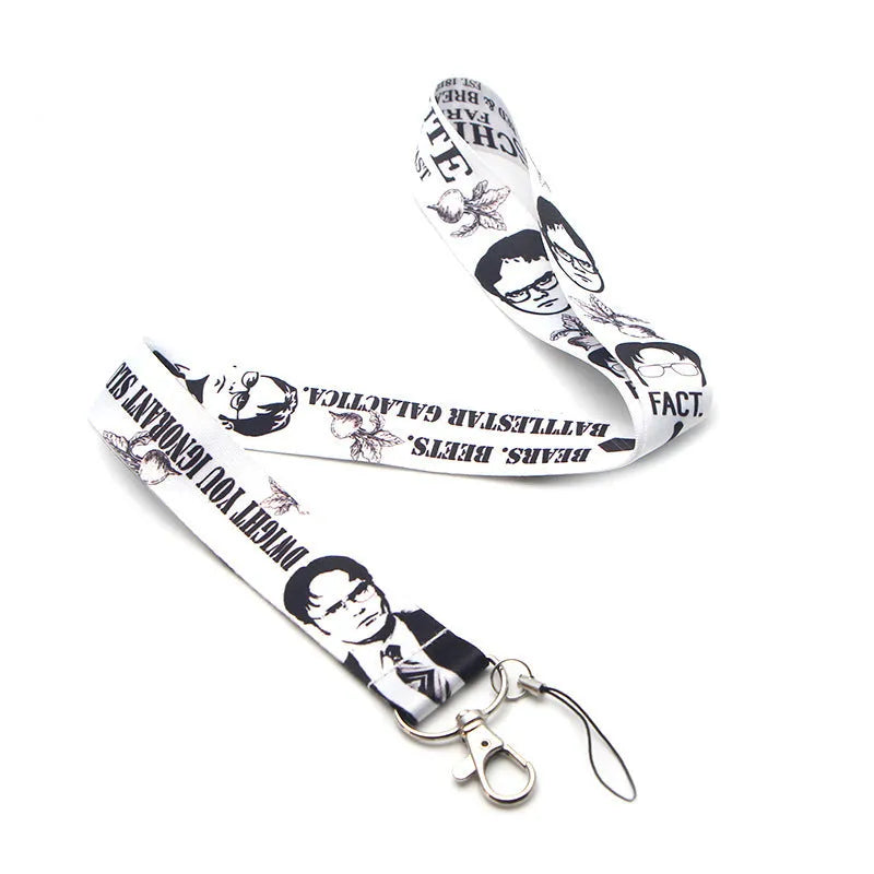 Ulticolor polyester lanyard with thermal transfer print, metal buckle, and small rope buckle.