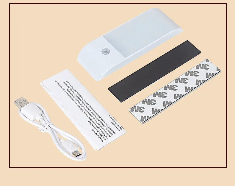12LED rechargeable human body sensor night light with infrared motion detection and PVC shade