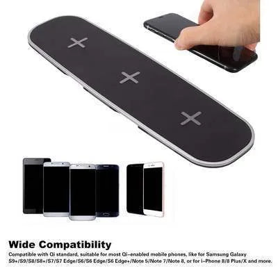 Universal Qi wireless charging pad in black and white colours with USB cable