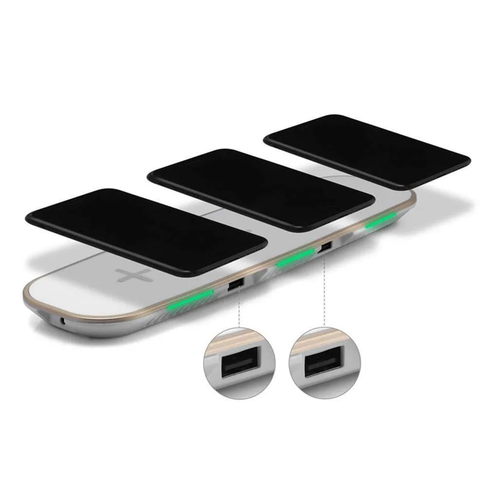 Universal Qi wireless charging pad in black and white colours with USB cable