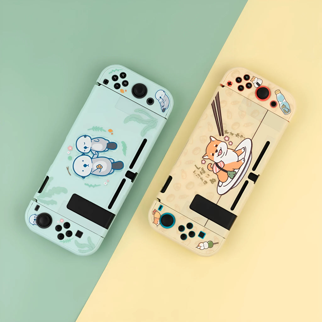 Clear silicone protective case for Nintendo Switch with ergonomic back grip design