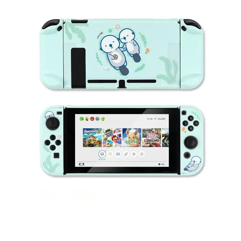 Clear silicone protective case for Nintendo Switch with ergonomic back grip design