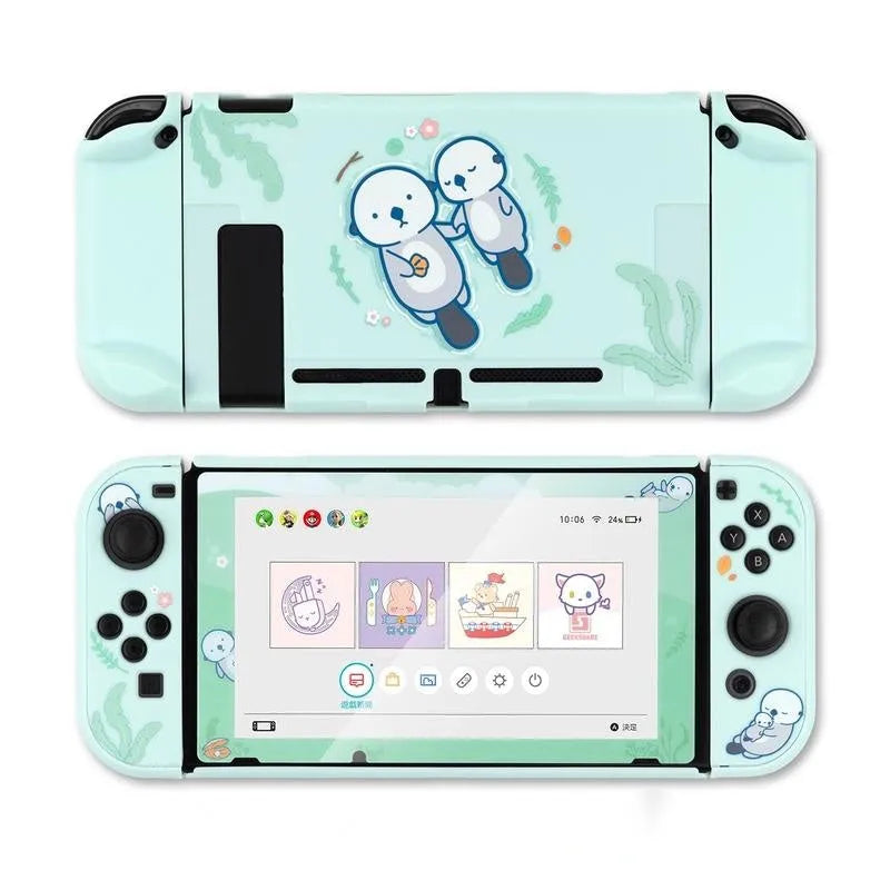 Clear silicone protective case for Nintendo Switch with ergonomic back grip design