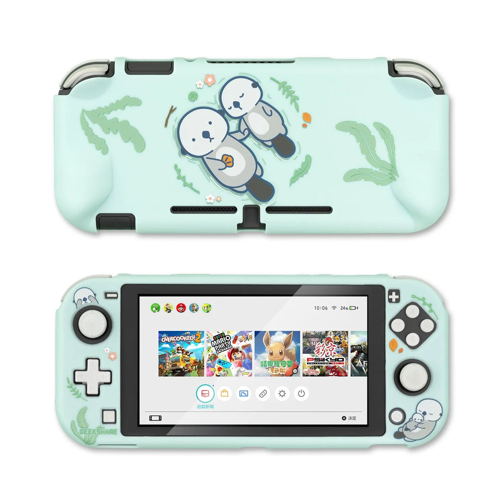 Clear silicone protective case for Nintendo Switch with ergonomic back grip design
