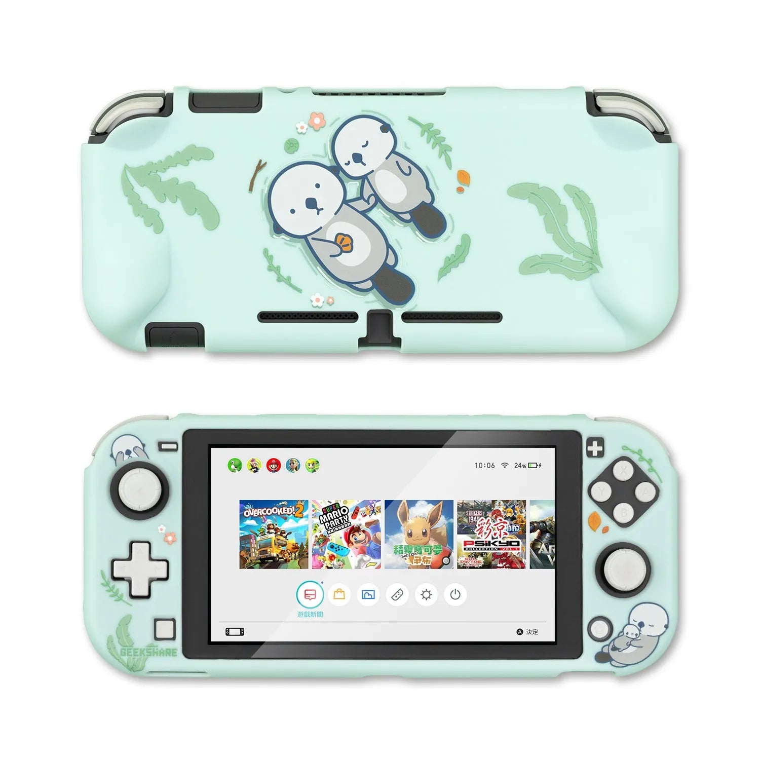 Clear silicone protective case for Nintendo Switch with ergonomic back grip design
