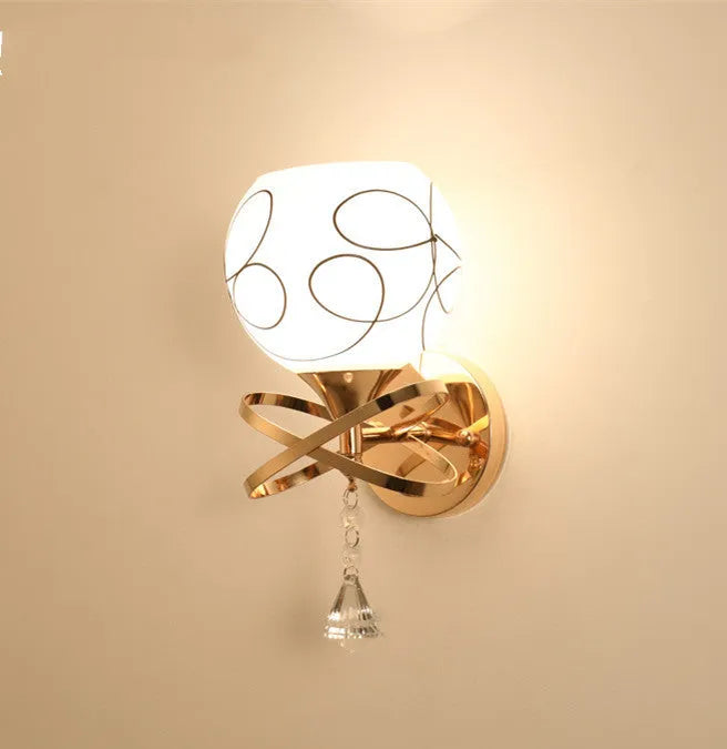 White metal modern minimalist wall lamp for bedroom or living room with simple design