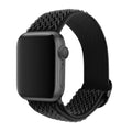 Braided nylon elastic strap for Apple Watch in wave pattern design, shown in multiple colour options.