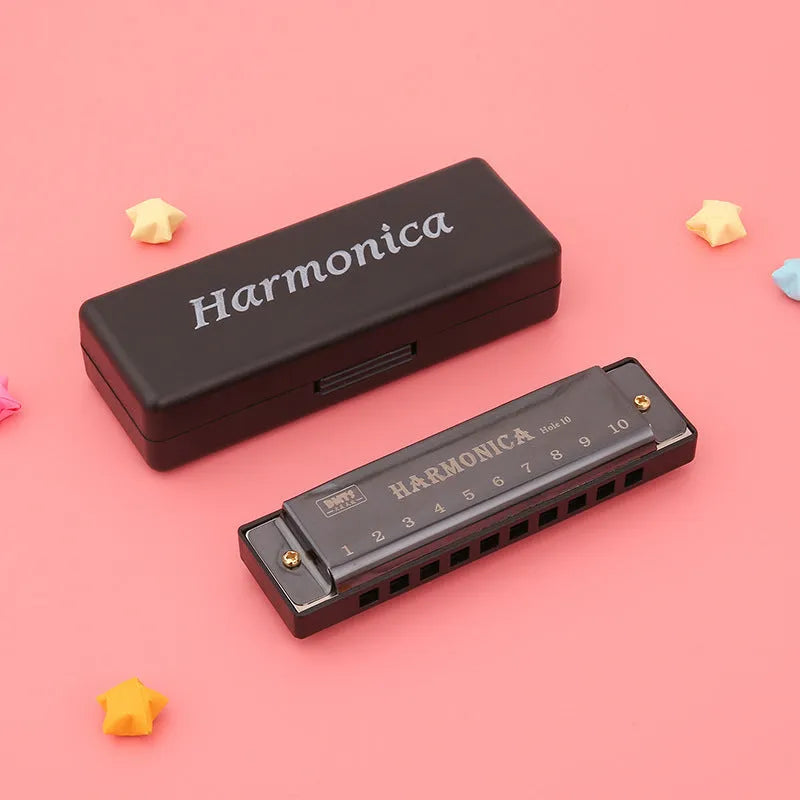 Children's Orff harmonica educational toy in black box with gold, red and silver colour options