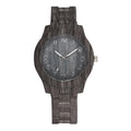 Wood grain retro quartz wristwatch with silicone strap showing 29mm dial