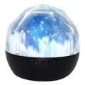 Starry sky projector lamp with plastic shade displaying cosmic projection patterns