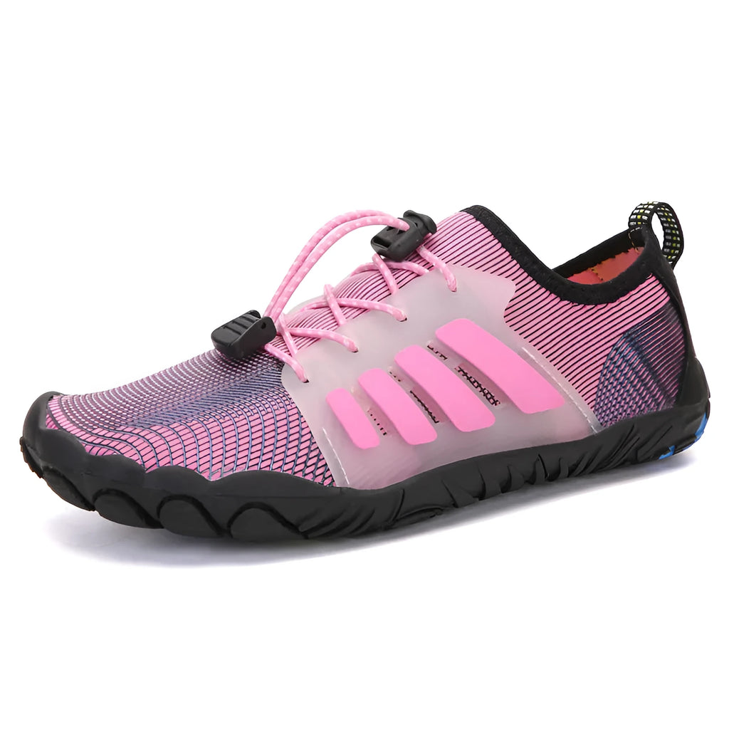 Unisex water shoes with mesh upper, non-slip rubber sole, front tie fastening, available in eight colours and sizes 35-46
