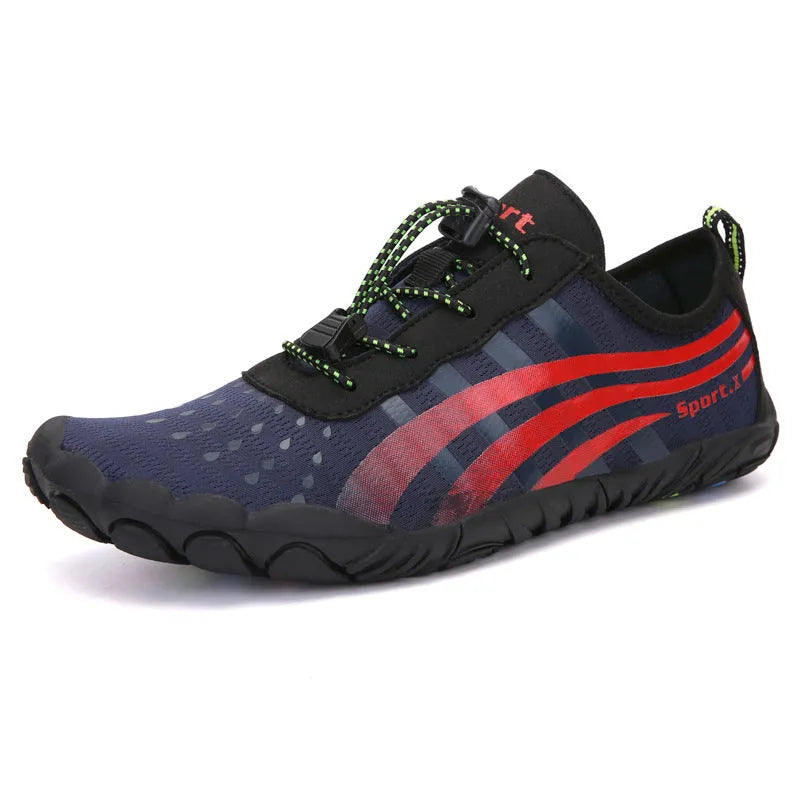 Unisex water shoes with mesh upper, non-slip rubber sole, front tie fastening, available in eight colours and sizes 35-46