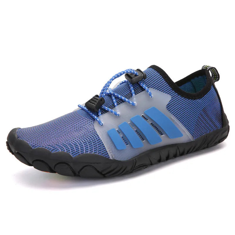 Unisex water shoes with mesh upper, non-slip rubber sole, front tie fastening, available in eight colours and sizes 35-46
