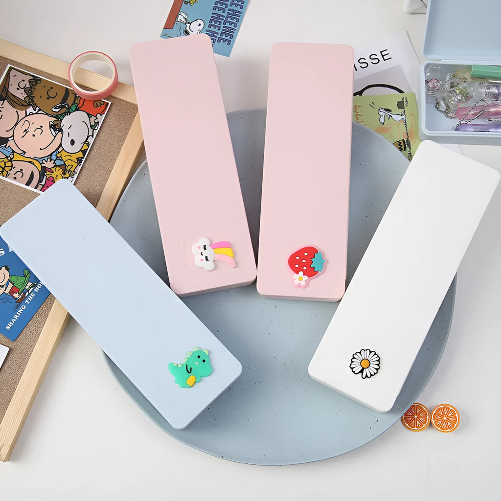 Korean version candy colour cartoon PVC pencil case with waterproof finish, multiple style options available