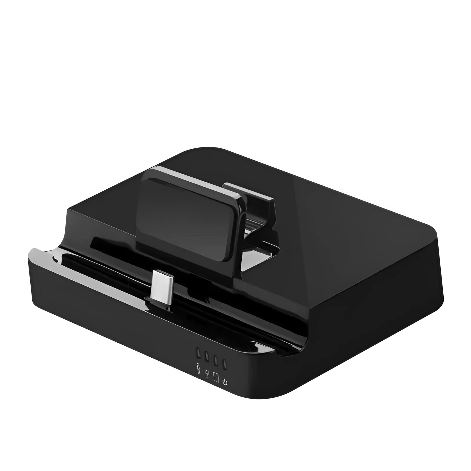 Black base mobile phone to HD dock converter for video output.