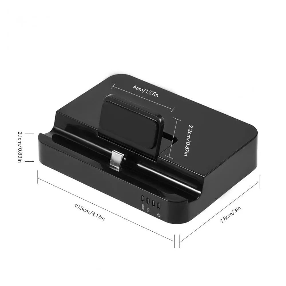 Black base mobile phone to HD dock converter for video output.