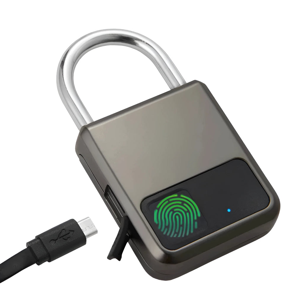 Smart Fingerprint Padlock Waterproof Anti-theft with rechargeable lithium battery for locker and luggage security