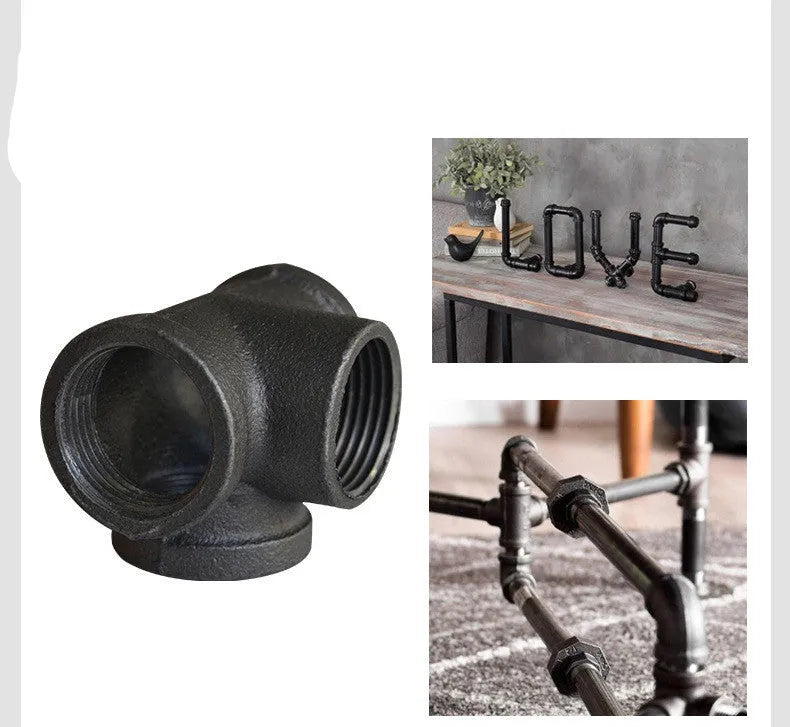 Galvanized steel four-way pipe fitting for DN15 DN20 DN25 plumbing connections