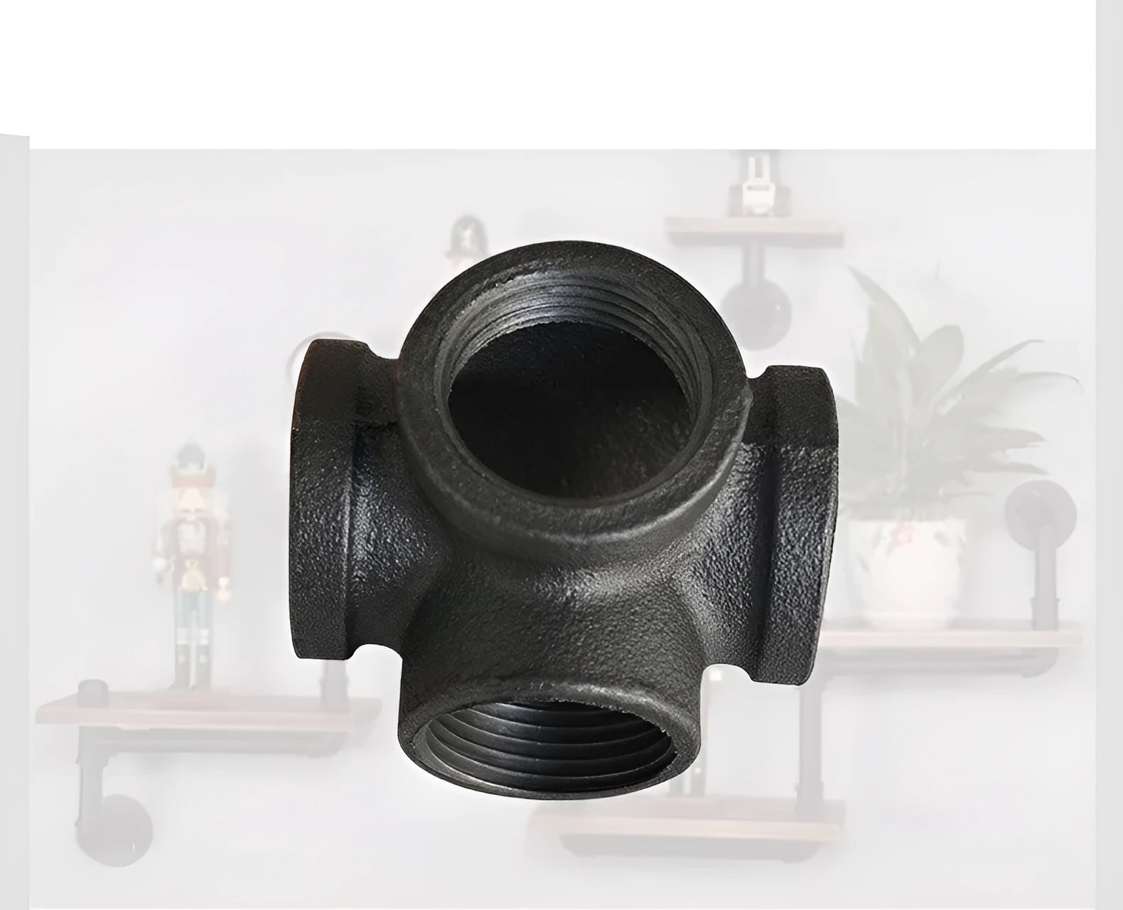 Galvanized steel four-way pipe fitting for DN15 DN20 DN25 plumbing connections