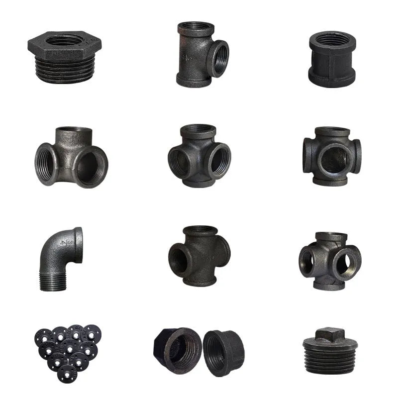 Galvanized steel four-way pipe fitting for DN15 DN20 DN25 plumbing connections