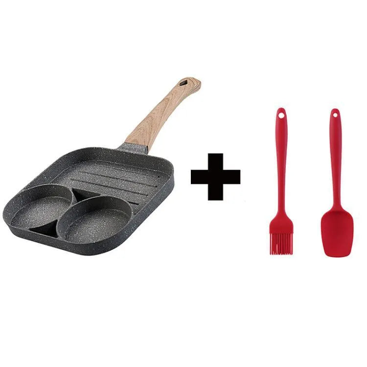 Four-hole aluminium frying pan with non-stick coating and bakelite handles