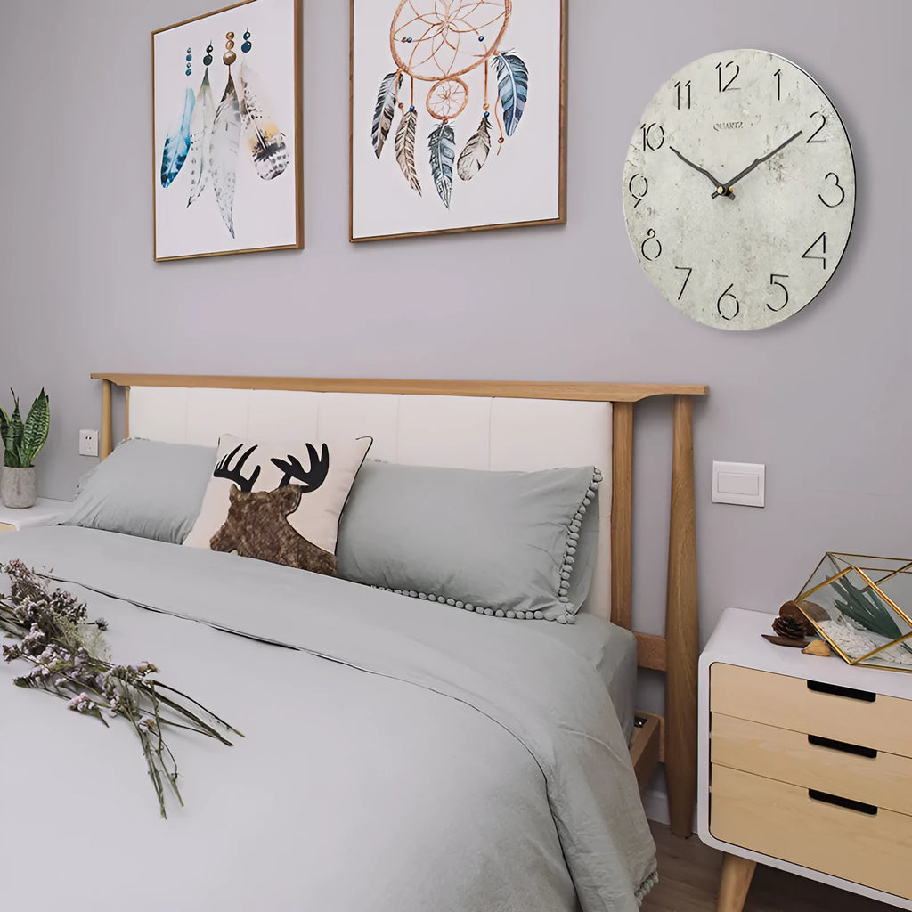 Grey contemporary wall clock with 40cm diameter circular face and European style design