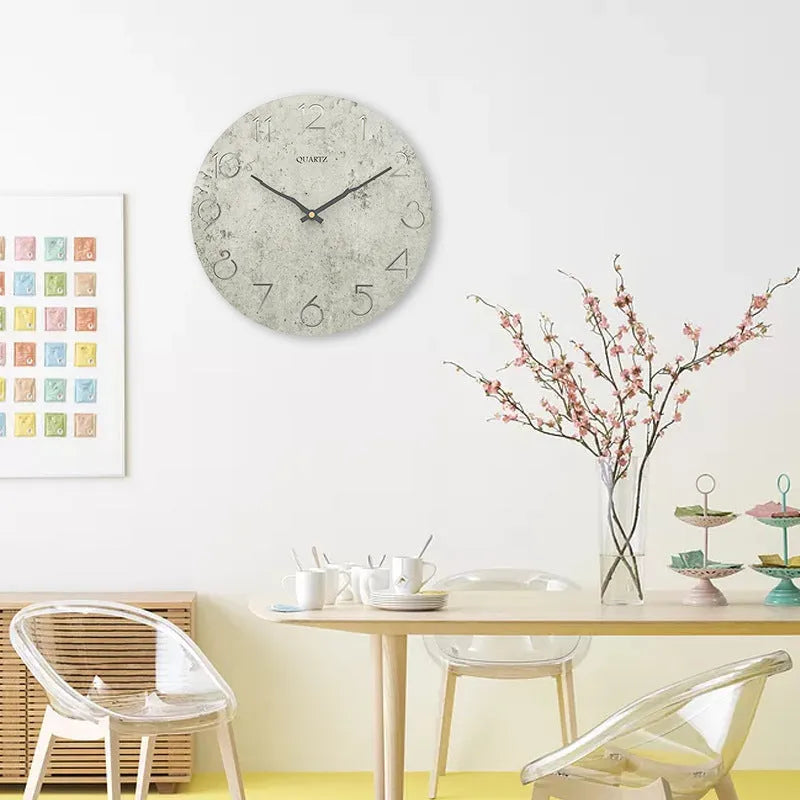 Grey contemporary wall clock with 40cm diameter circular face and European style design