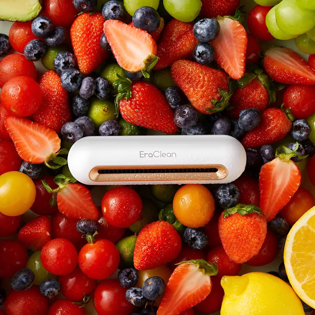 Rose gold USB car air purifier and deodoriser unit for small spaces.