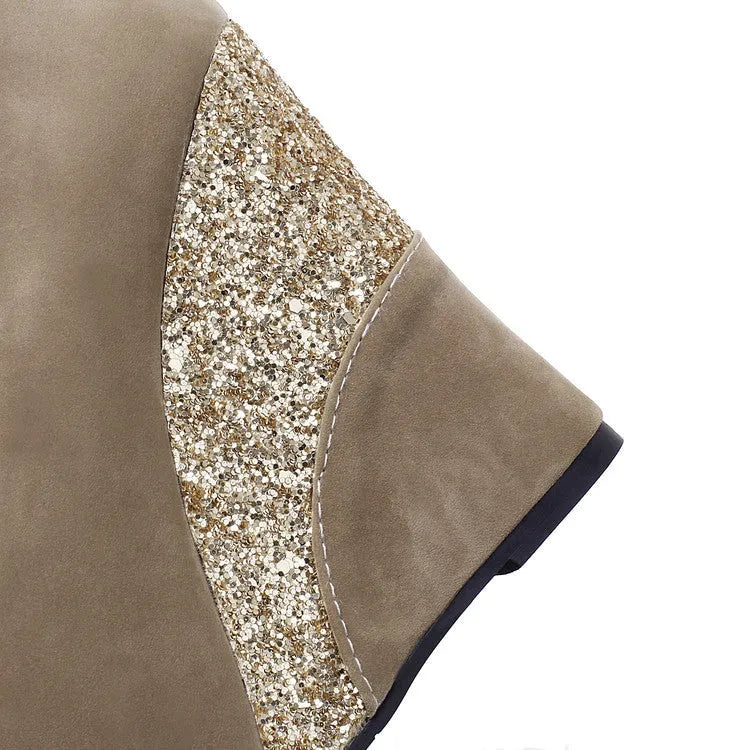 Women's suede platform wedge pumps mixed colour peep toe high heel shoes with viscose sole, size range 33-42