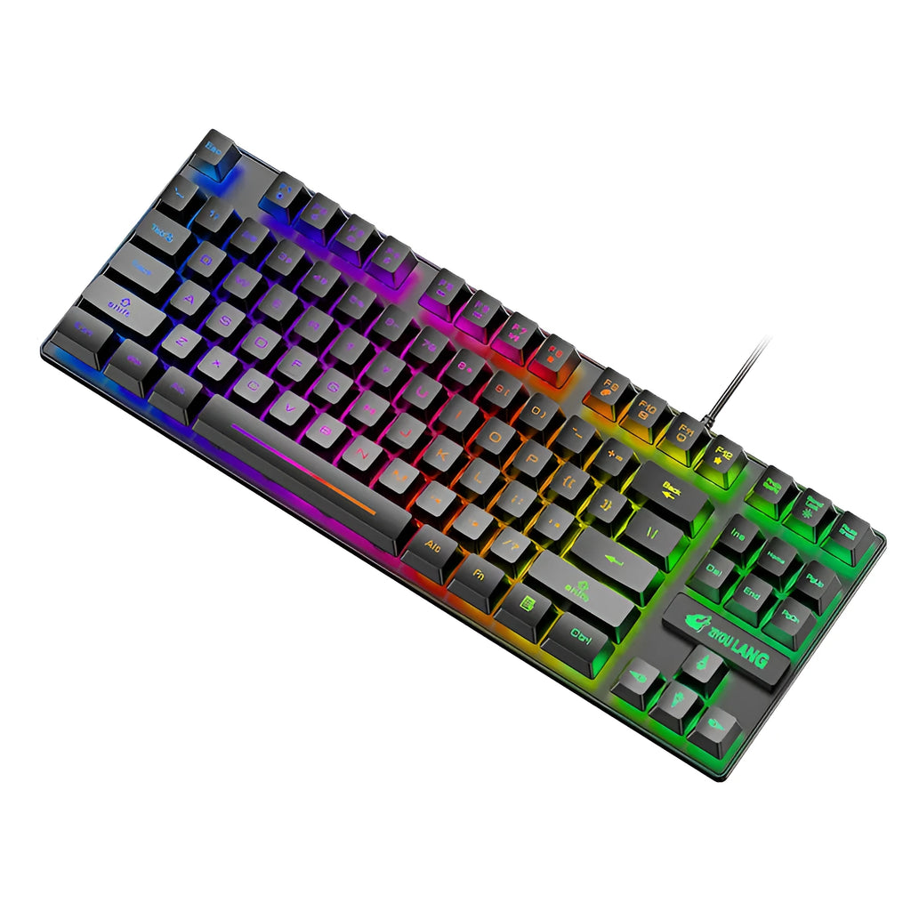 Mechanical gaming keyboard in choice of black, white, pink or blue colours with simple design